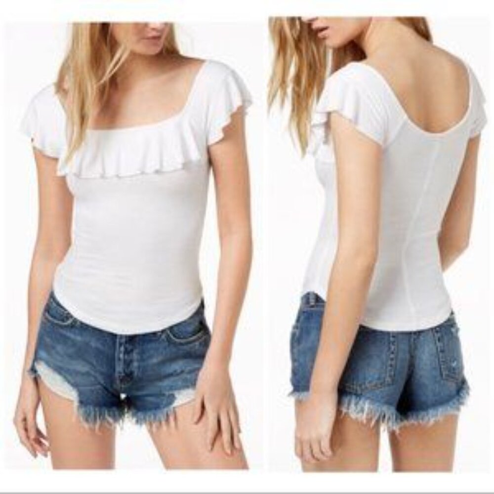 Free people Last Call White Ribbed Top M - Picture 9 of 9